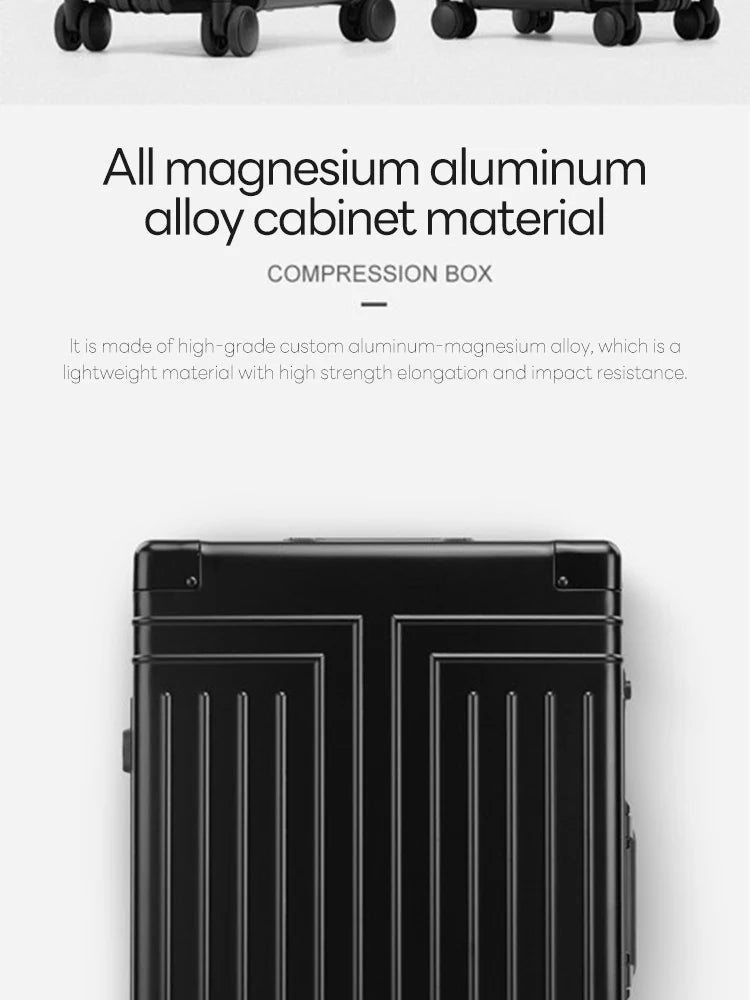 Maleta de viaje con ruedas de aleación de aluminio y magnesio 100 % de 20, 24 y 28 pulgadas, maleta de mano tipo carrito.