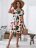 2024 Spring and Summer Cross-border Europe and America New Large Women's Fashion V-neck Shirt Dress Plus Size