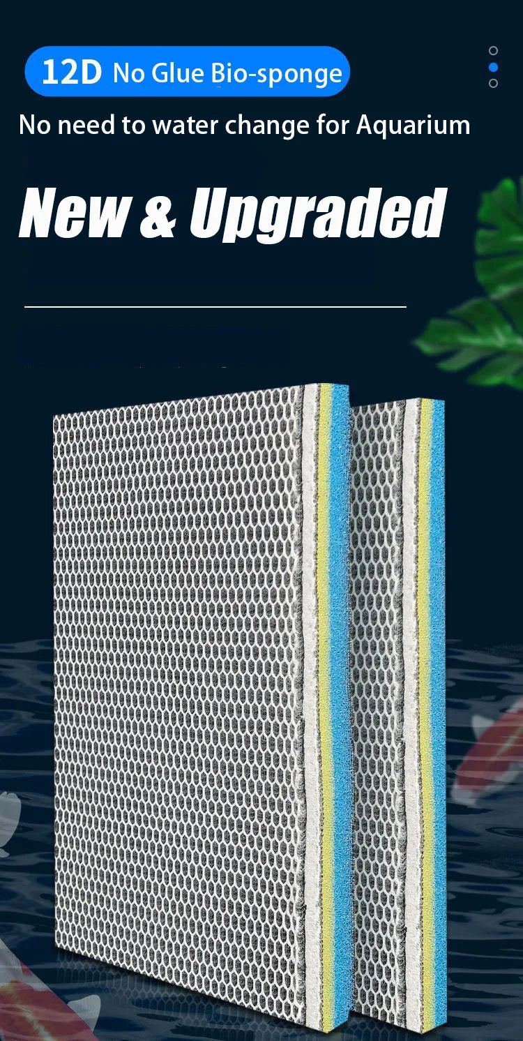 Esponja filtrante para acuario de 12 capas, 12D, biomedio, sin pegamento, de alta densidad, para estanque, filtro externo, algodón, accesorios para skimmer.