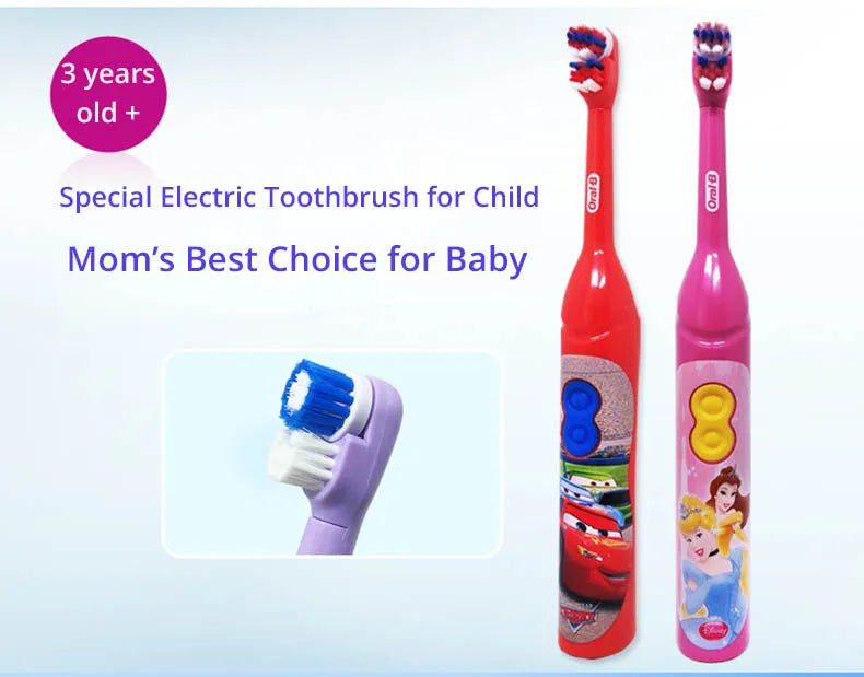 Oral-B Kid Electric Toothbrush Pro-Health Soft Bristle Rounded Vibrate Brush Heads Gum Care Teeth Brush Battery Power for Age 3+