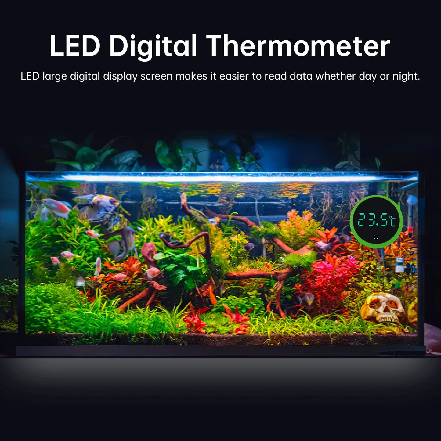 Termómetro digital inalámbrico para acuario con pantalla LED, control electrónico de temperatura del agua del tanque de peces, medidor de temperatura
