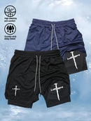 Quick-Dry Men's Training Shorts Elastic Waistband Drawstring Breathable Moisture-Wicking Athletic Shorts