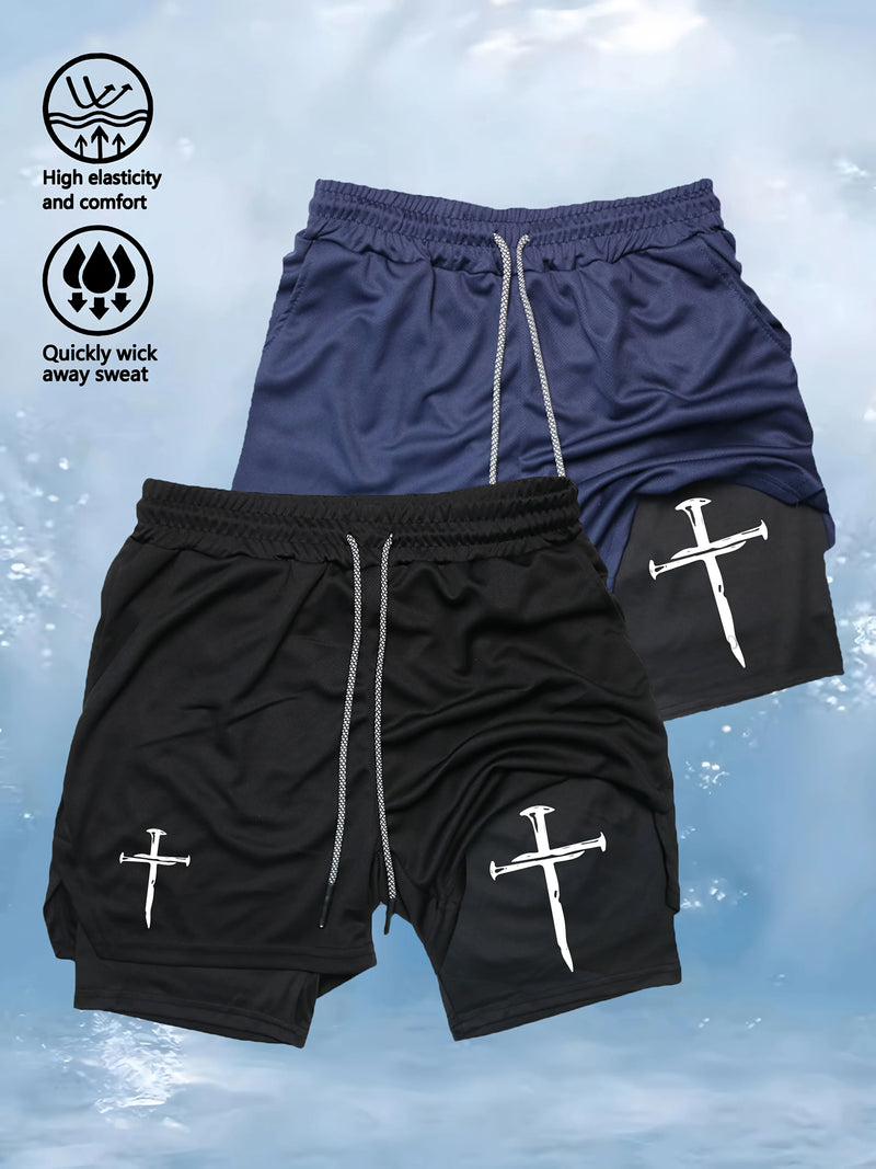 Quick-Dry Men's Training Shorts Elastic Waistband Drawstring Breathable Moisture-Wicking Athletic Shorts