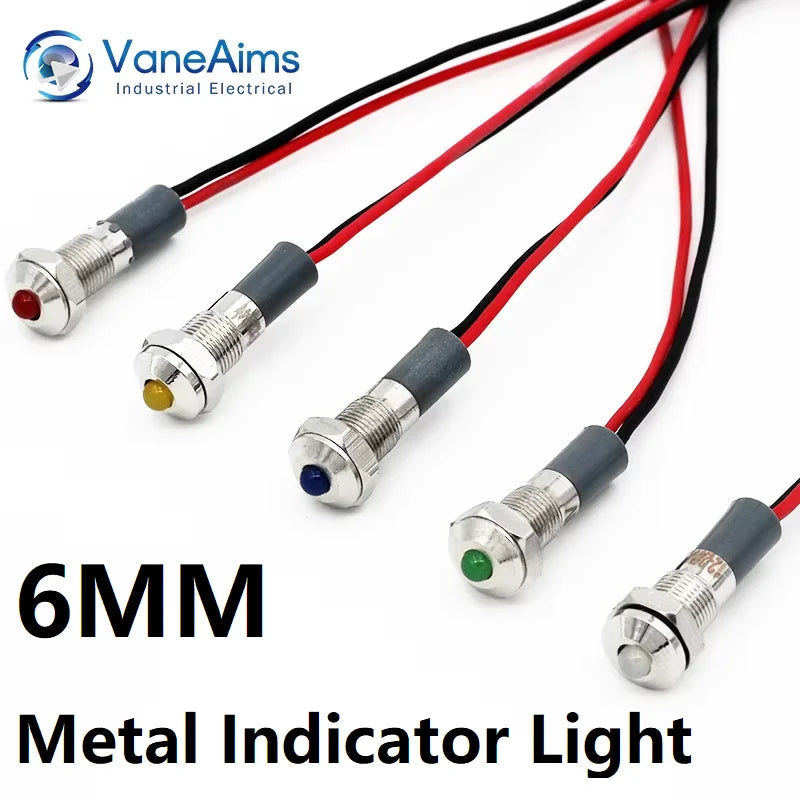 IP67 6mm Metal LED Warning Signal Light FXB6F-LED Small Power Indicator Lamp Waterproof 12V 24V 220V Red Green Yellow White Blue