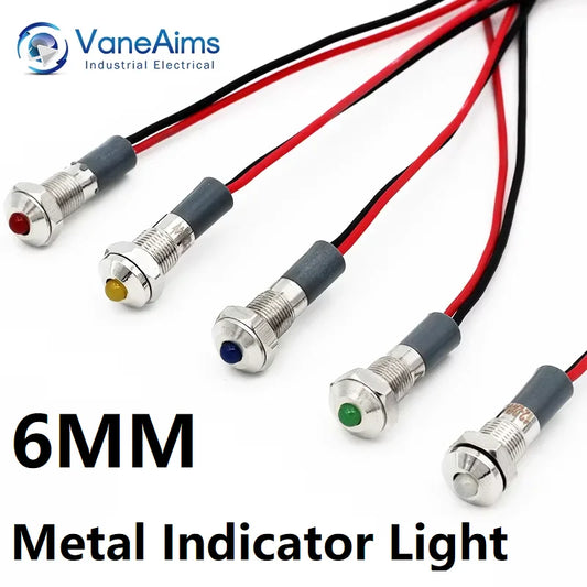 IP67 6mm Metal LED Warning Signal Light FXB6F-LED Small Power Indicator Lamp Waterproof 12V 24V 220V Red Green Yellow White Blue