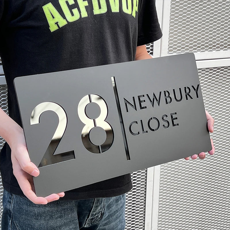 Custom Laser Cut 28/40/45cm Acrylic Modern 3D Floating House Number Sign Outdoor Street Name Waterproof Plate Matte Black White