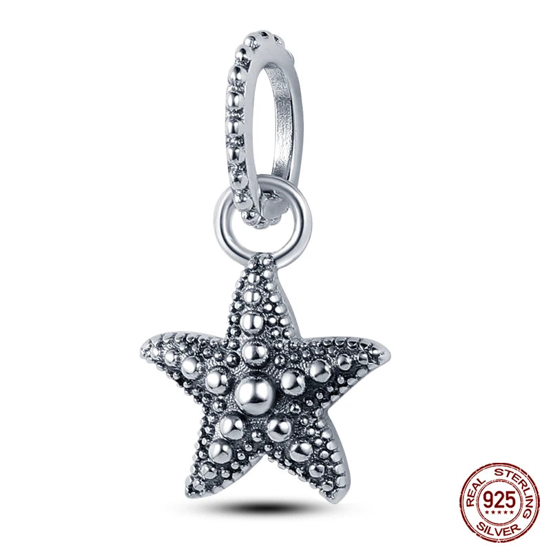 Ocean Series - Original Genuine 925 Sterling Silver Turtle Crab Mermaid Charm Beads Suitable for 3mm Bracelet DIY Making Pendant