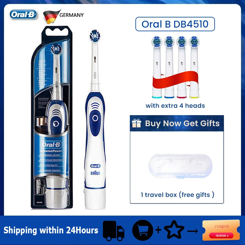 Oral B Sonic Electric Toothbrush Battery Powered 2D Rotating Tooth Brush Oral Hygiene Dental Teeth with Replaceable Heads