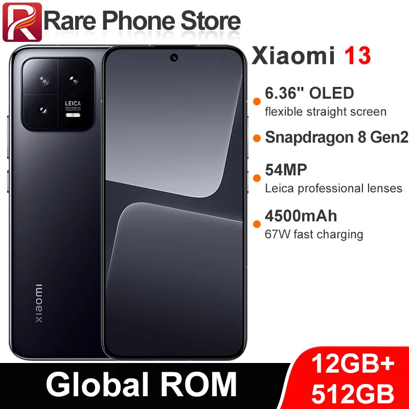 CN Global ROM Xiaomi Mi 13 256GB/512GB 54MP+32MP Camera Snapdragon 8 Gen 2 6.36” OLED Screen 67W Fast Charging 4500mAh Battery