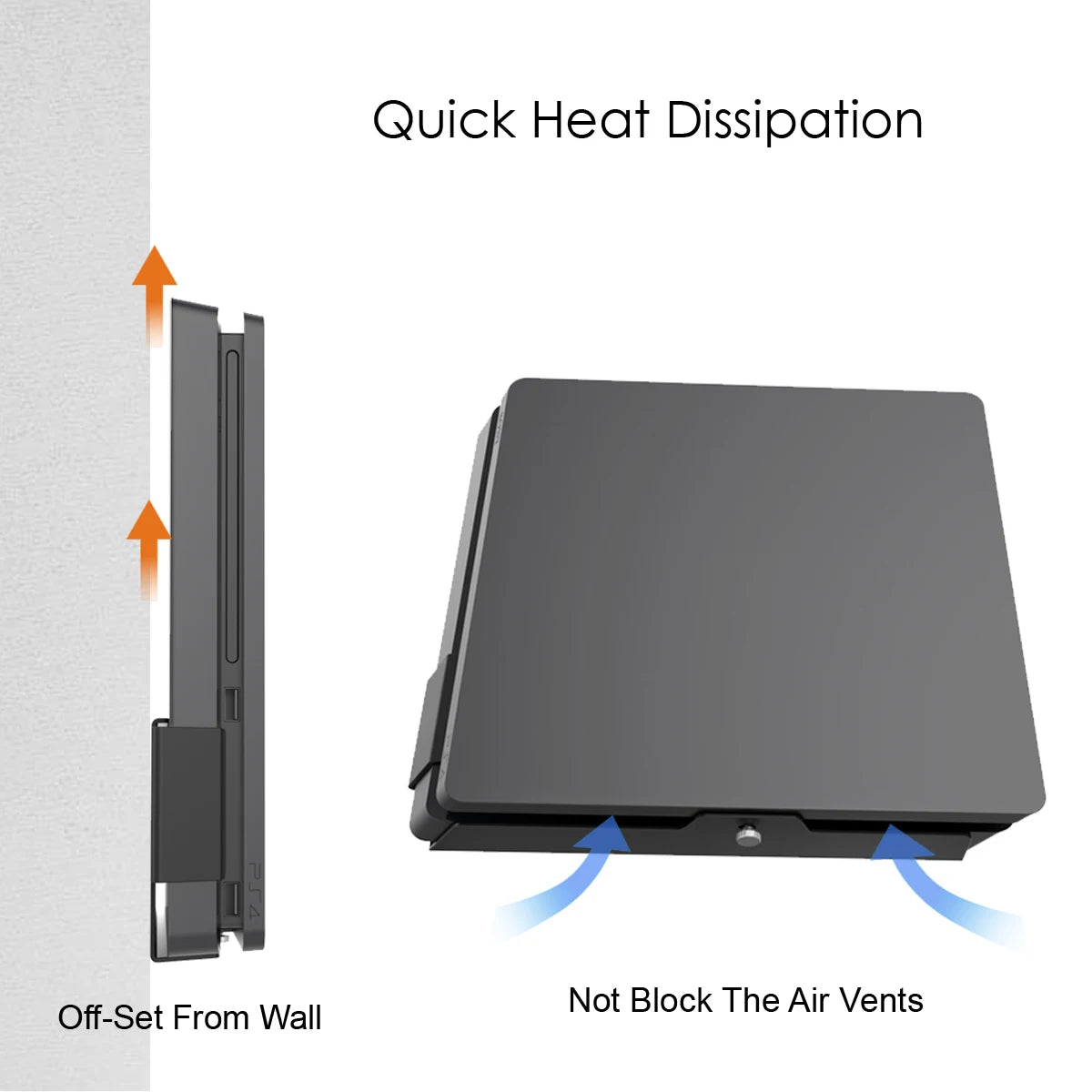 Monzlteck Wall Mount For PS4 Slim, All Metal Vertical Hanging on Wall Space Saver Easy to Install