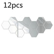 12PCS/Lot Geometric Solid Hexagonal Mirror Wall Stickers DIY With Built-in Adhesive and Removable Home Decoration