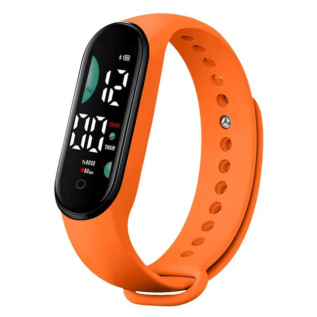 Relógio de pulso digital LED eletrônico feminino, relógio esportivo impermeável, pulseira simples de silicone, relógio casual, moda