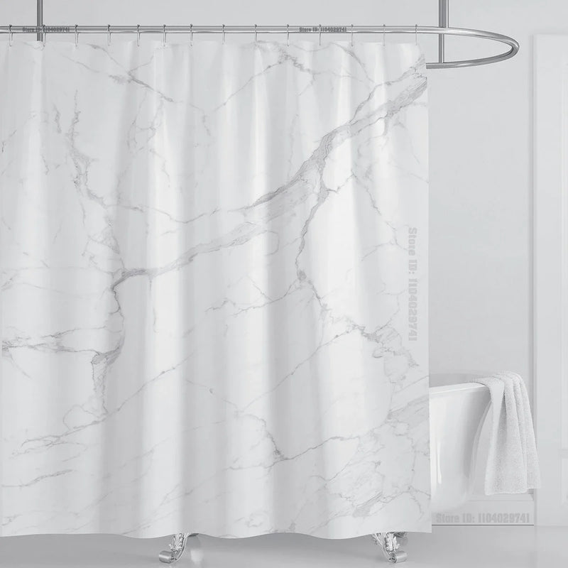 Cortina de ducha impermeable de mármol, cortina de ducha impermeable para decoración de baño, cortina de ducha impresa, lavable, con ganchos