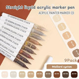 9pcs/Box MIX Color Acrylic Markers Set Kids Gift Art Rock Painting Pens Graffiti For Stone Glass Book Shoes DIY Craft Supplies