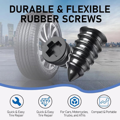 Puncture Repair Kit for Car Vacuum Tire Repair Screws, Quick Fix Self-Service Tire Repair Nails for Flat Tires With Screwdriver