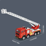 Children Fire Truck Pull Back Toys Fire Telescopic Ladder Truck Inertia Car Fire Rescue Water Tanker Model Boys Birthday Gift