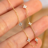 925 Sterling Silver Plated Bracelet for Women, 18K Gold, Shiny Zircon Flower, Korean Temperament, Exquisite Jewelry Gifts 