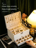 Caja organizadora de joyas de alta gama con gran capacidad y diseño exquisito para collares y pendientes