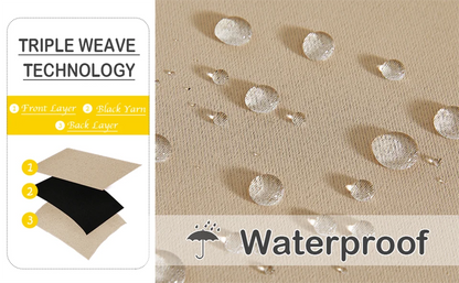 Outdoor Waterproof Blackout Curtains Top and Bottom Grommets Garden Windproof Rainproof Polyester Three Layers of Shading Screen