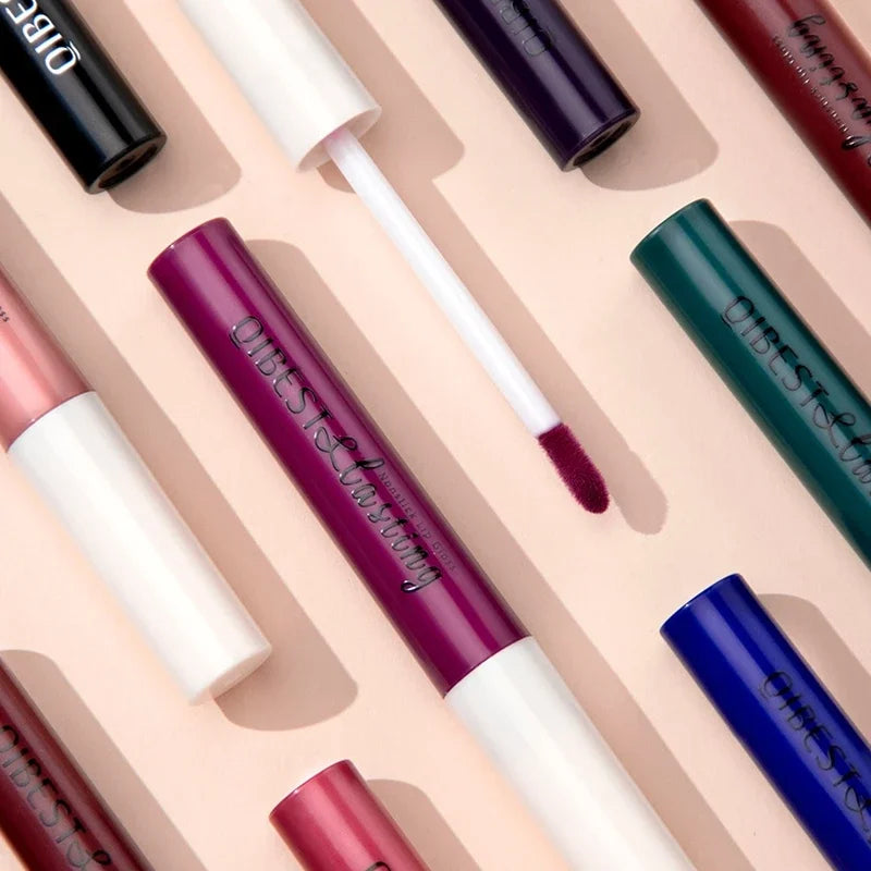 Nude Matte Lip Gloss 24 Colors Long-lasting Velvet Lipstick Waterproof Non-stick Cup Sexy Red Dark Lip Tint Makeup Cosmetic