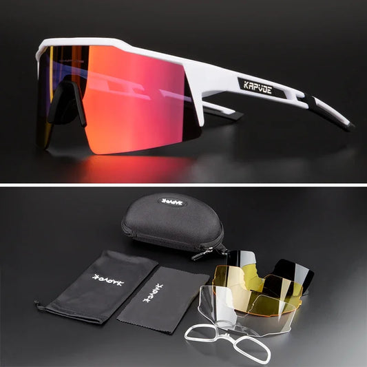 Men Women Polarized 4 Lens Sunglasses Cycling Bike Glasses Bicycle MTB Goggle Outdoor Sport Eyewear Anti-Glare Uv400 Equipment