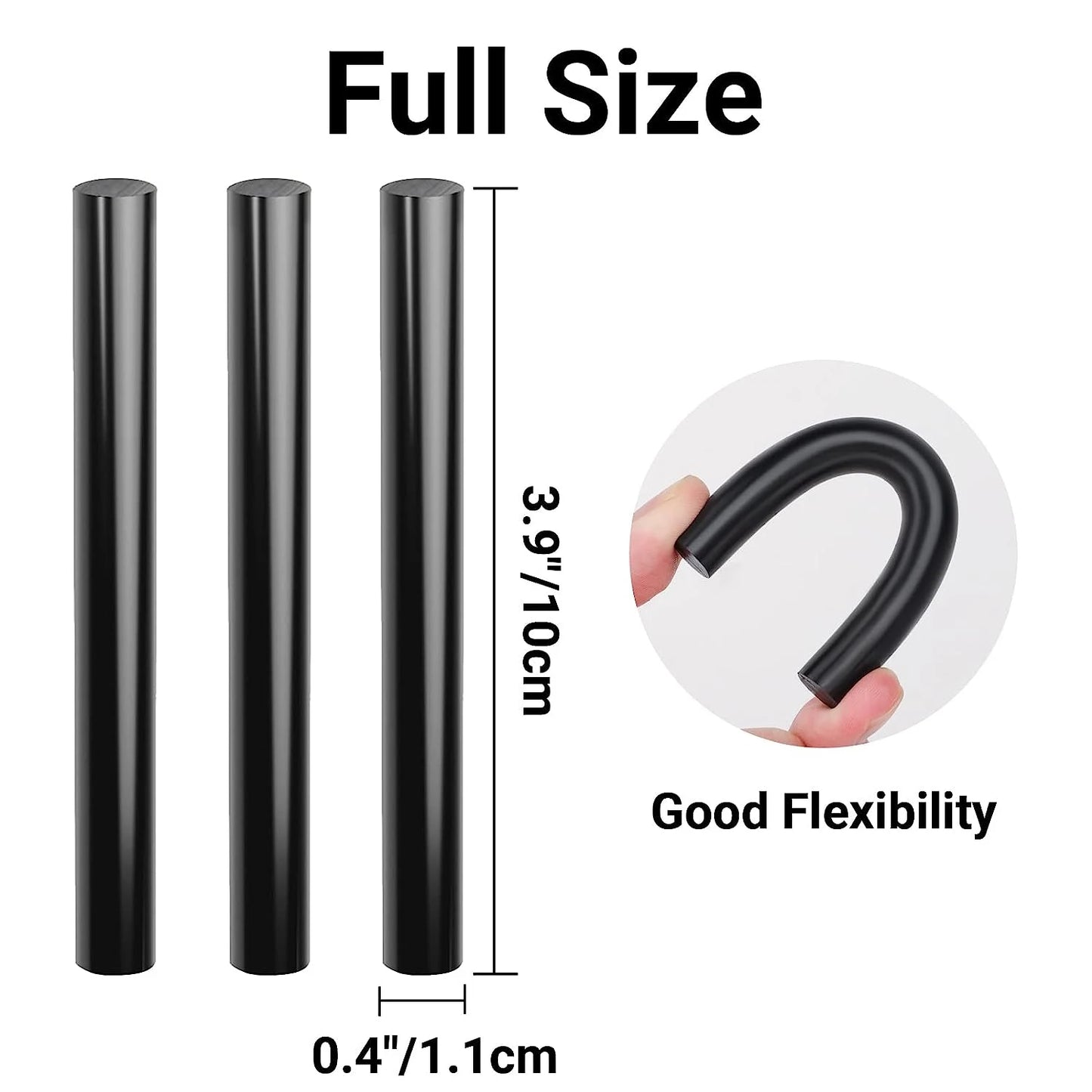 Pistola de cola adesiva preta para carro, Bastão de cola quente, Silicone para Hot Melt, 7mm, 11mm, Ajuste para torneiras de cozinha, Artigos do banheiro, 1 Pc, 20Pcs