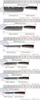 1-6 Pcs Set Kitchen Knives Set Stainless Steel 7CR17 440C Laser Damascus Japanese Santoku Cleaver Slicing Utility Chef Knife