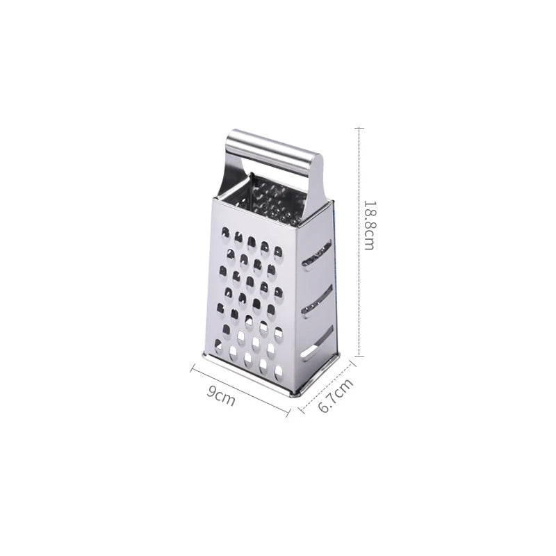Rallador de caja de acero inoxidable de 4 cuchillas para uso doméstico, contenedor, cortador de verduras multiusos, herramientas de cocina, rebanador manual de queso