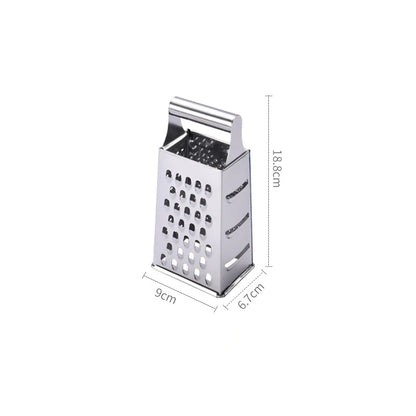 Rallador de caja de acero inoxidable de 4 cuchillas para uso doméstico, contenedor, cortador de verduras multiusos, herramientas de cocina, rebanador manual de queso