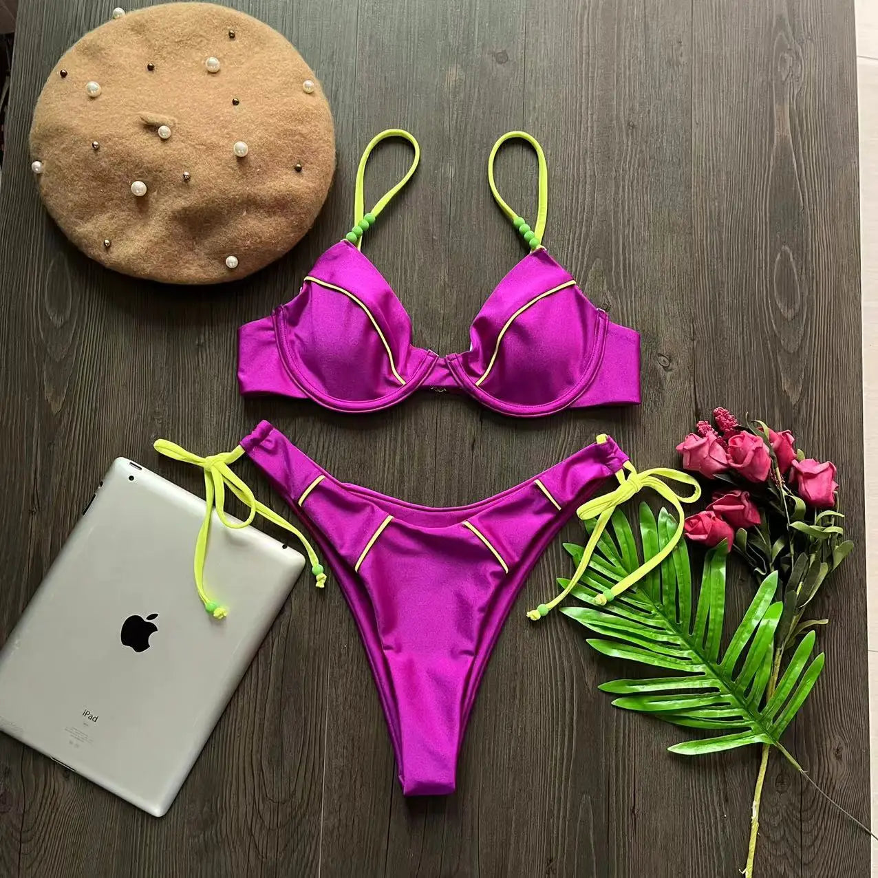 RUOTONGSEPT Nuevo conjunto de bikini push up sexy para mujer, traje de baño de cintura baja para mujer, traje de baño de dos piezas para playa 2023