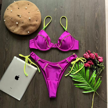 RUOTONGSEPT Nuevo conjunto de bikini push up sexy para mujer, traje de baño de cintura baja para mujer, traje de baño de dos piezas para playa 2023