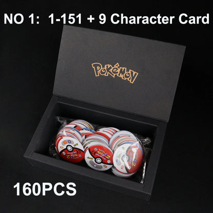 Caja de 100/160 tazos de Pokémon de 1.ª y 2.ª generación, colección de cartas redondas y cuadradas 3D, álbum de entrenadores, Pogs, Cheetos, Chipitaps