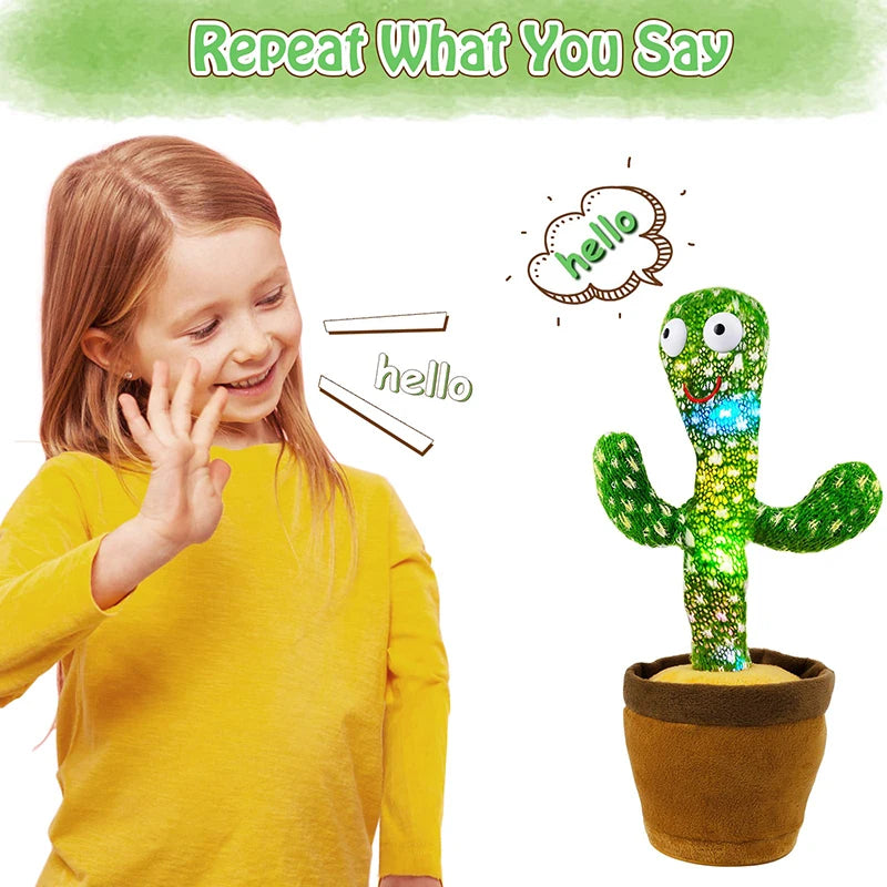 Cactus parlante interactivo para niños, juguete electrónico de peluche con forma de cactus parlante bailando, ideal como decoración para el hogar, regalo de Navidad.