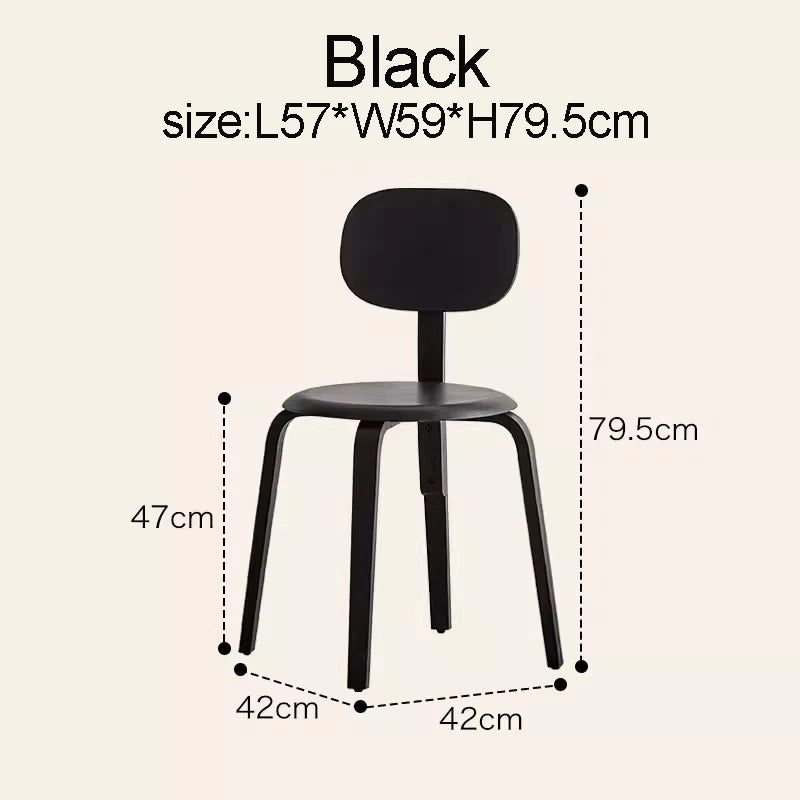 Nordic Plywood Dining Round Seat Stackable Vintage Curved Backrest Chair
