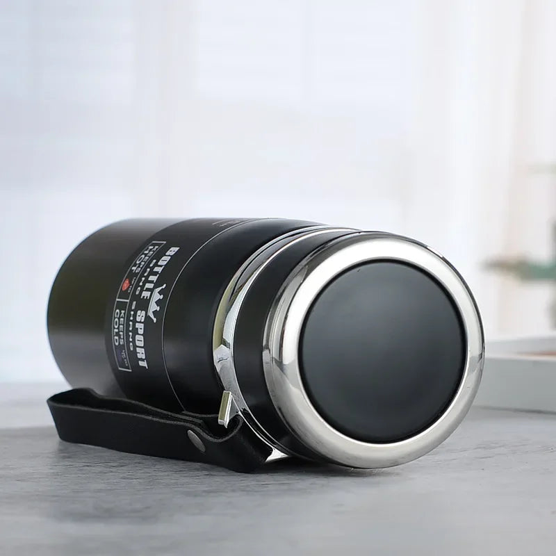 1pc Stainless Steel Thermos Portable Flask Insulated Tumbler with Rope Thermo Bottle Large Capacity Coffee Travel Mug Tea Cup