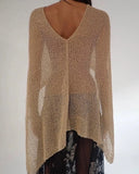 Jaded London Gold Knit Hollowed-Out One-Piece Top Halter Shawl Multi-Wear Holiday Style Halter