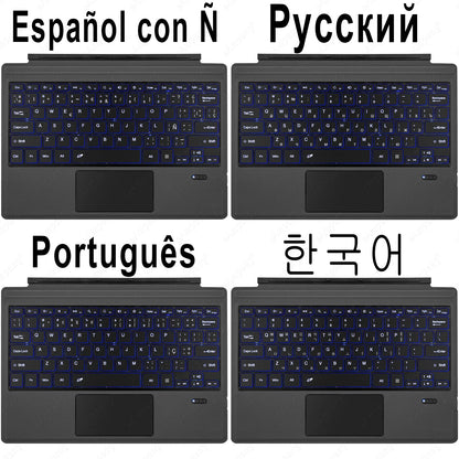 Trackpad Keyboard for Microsoft Surface Pro 3 4 5 6 7 8 9 X Backlit Russian Spanish Arabic Portuguese French Hebrew Keyboard