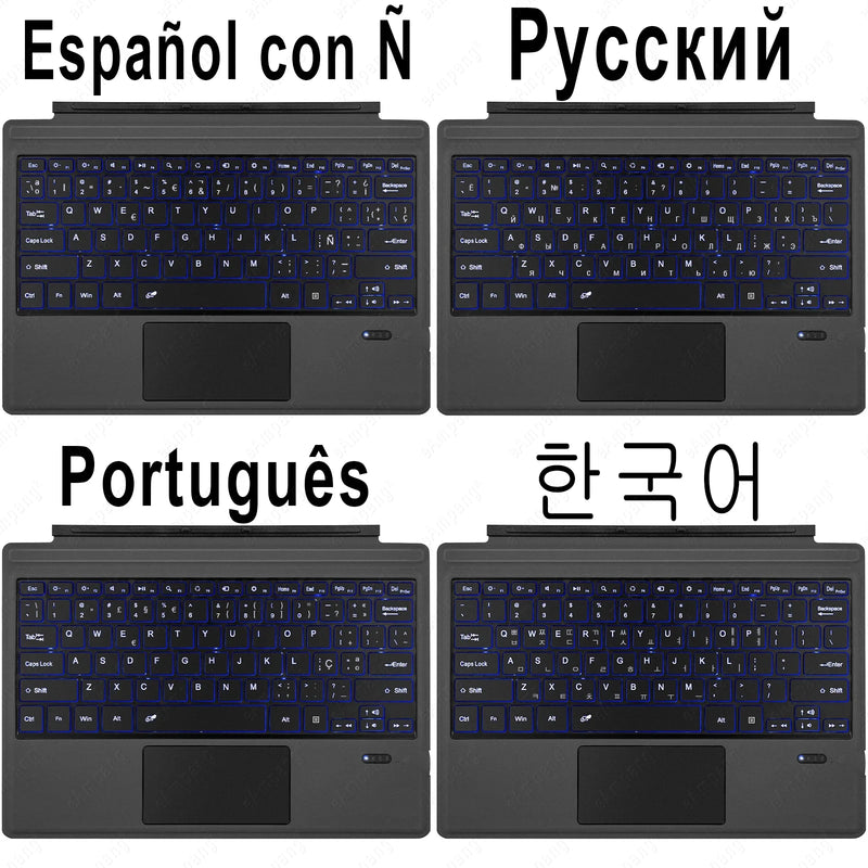 Trackpad Keyboard for Microsoft Surface Pro 3 4 5 6 7 8 9 X Backlit Russian Spanish Arabic Portuguese French Hebrew Keyboard