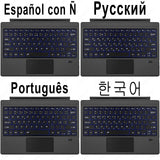 Trackpad Keyboard for Microsoft Surface Pro 3 4 5 6 7 8 9 X Backlit Russian Spanish Arabic Portuguese French Hebrew Keyboard