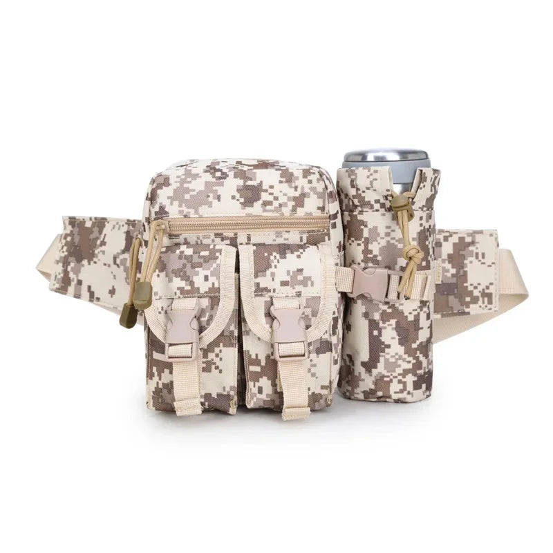 Tactical Running Waist Bag Outdoor Small Waterproof Canvas Backpack Unisex Sports Functional Bottle Carrier For Outdoor Activiti