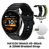 Smartwatch HAYLOU Watch 4S com GPS, tela AMOLED HD de 1,43", posicionamento GPS via 5 satélites e mais de 120 modos de treino – Relógio inteligente para esportes e fitness