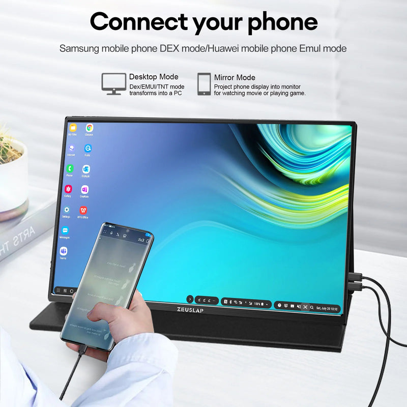 ZEUSLAP 16" 2.5K 144hz Portable Monitor 2560*1600 16:10 100%sRGB 500Cd/m²  Travel Gaming Display for Laptop Switch ps4 ps5 Xbox