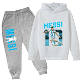 messi avatar printed children's clothing children's autumn and winter hoodies pants 2-piece casual boys and girls suits