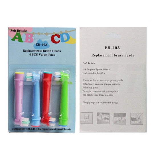 4 Pcs/Pack Kids Replacement Brush Heads for Oral-B Children Electric Toothbrush Head Extra-Soft Bristles Brush Refill EB-10A