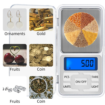 200g/300g/500g x 0.01g /0.1g/Mini Presicion Pocket Electronic Digital Scale for Gold Jewelry Balance Gram Scales