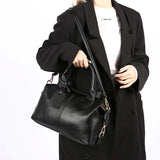 Genuine Brand Soft Leather Shoulder Bag For Women Casual Tote Bag Female Solid Color Purse Simple Design Handbag Commuting Sac