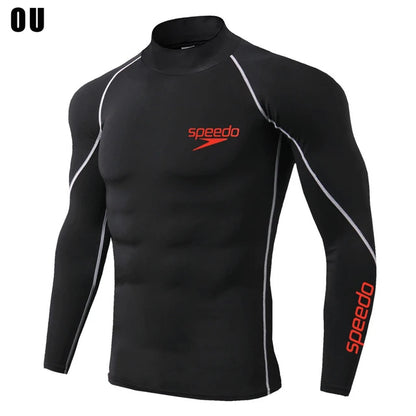 Men's Long Sleeve Turtleneck Compression Shirts, Sports Tights, Running &amp; Gym Tops, Cool Dry, Sun Protection 