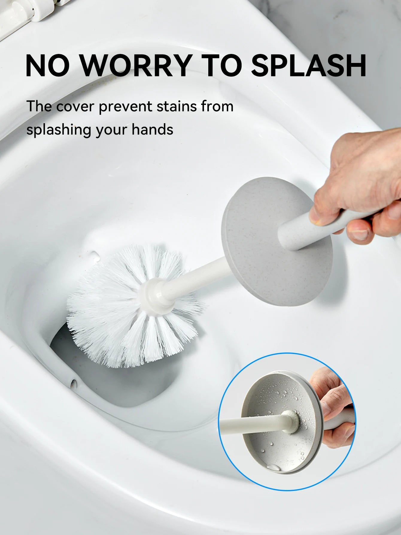 WORTHBUY Cepillo de inodoro de plástico con base de pie, mango largo, cepillo de limpieza para inodoro, accesorios de baño, herramientas de limpieza