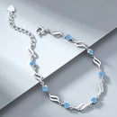 Retro 925 Sterling Silver Blue Crystal Bracelets for Women Korean Designer Hollow Adjustable Bracelets Luxury Party Jewelry Gift 