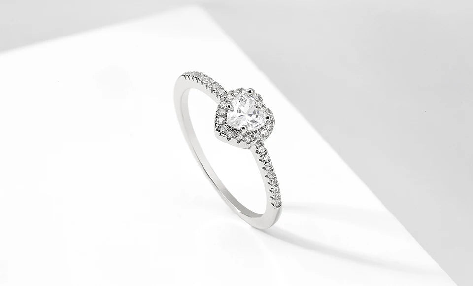 ZAKOL Romantic Pink Heart CZ Engagement Rings for Women Fashion AAA Cubic Zirconia Wedding Bands Jewelry Valentine's Day Gift